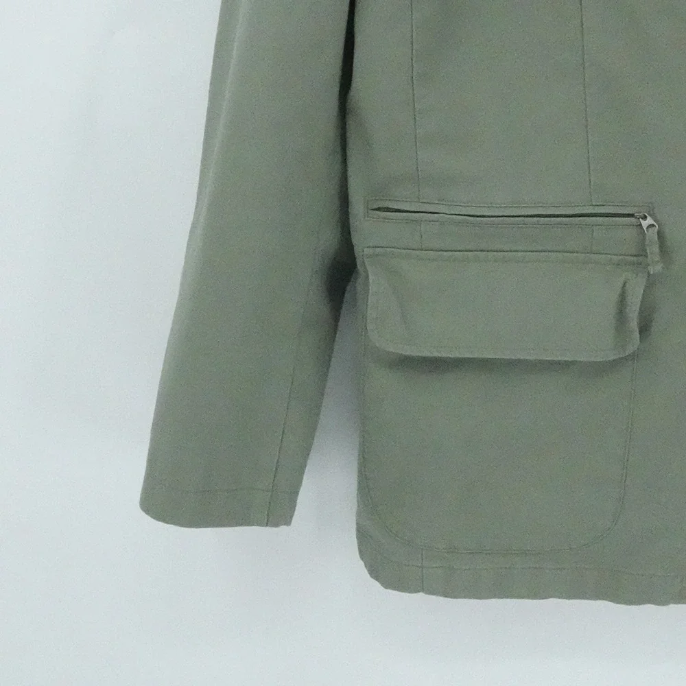LL Bean Jacket Mens 44 T Olive‎ Green Field Coat Utility SportingElbow Patches
